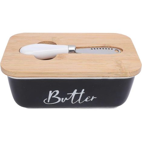 Beurrier rectangulaire multifonctionnel de 500 ml, noir