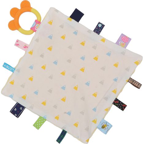 Couverture bébé douce et confortable, apaisante, sensorielle, moelleuse, avec des étiquettes colorées, inodore, idéale pour la phase de poussée dentaire des bébés et des nouveau-nés, type 4. (1/5)