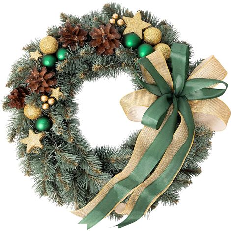 Weihnachtskranz Künstlich Geschmückt 35 cm, Ornamente Smaragd (1/5)