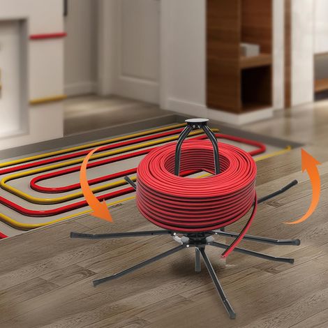 Rohrhaspel Abroller für Fußbodenheizungsrohr, Stahl Fußbodenheizungs-Rohrwickler 200kg - Verstellbarer Rohrroller mit Tragetasche (2-Stufen Durchmesser) für PEX/PERT Rohre