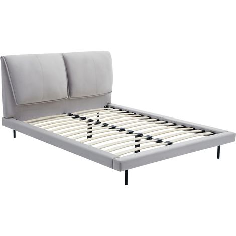 Letto 140 x 190 cm Velluto Grigio - IBEDIA (1/4)