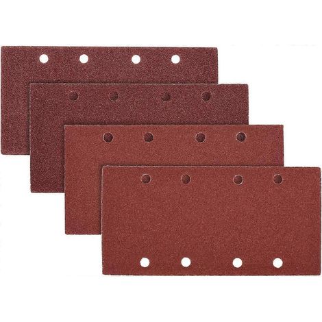 25 feuilles de papier de verre - Abrasif pour ponceuse orbitale - Feuilles abrasives adhésives avec crochet et rayure - Grain P 40/60/80/100 - 95 x 185 mm (1/5)