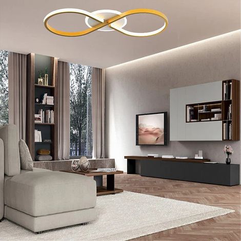 Trade Shop - MODERNE LED-DECKENLEUCHTE 22W GEFLOCHTENE UNENDLICHKEITSFORM GOLD KALTLICHT 6500K 71323 -