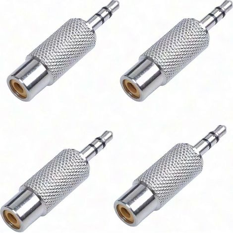 Adaptateur audio stéréo 4 broches 3,5 mm mâle vers RCA femelle, version argentée 1022 (1/5)