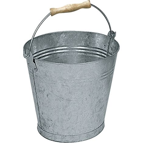 Secchio zincato da 10 lt diametro cm 20 x h 29 cm per cenere viva per camino stufe caminetto (1/6)