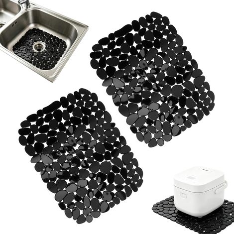 PVC Sink Mat Set of 2 40 x 30 cm Quick Dewatering Kitchen Sink Mat and Placemat (1/5)