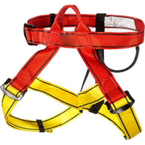 Harnais de sécurité descente VTT escalade rocher ceinture haute altitude protection lombaire rouge jaune (1/5)