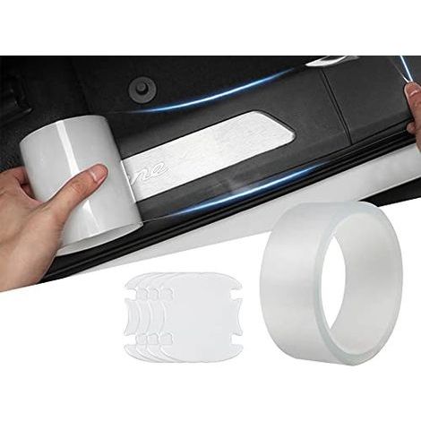 Protection pare Choc Voiture Film Universal, Film Transparent Autocollant Protection Portiere Seuil de Porte Voiture Protection de Coffre, avec 4 Pièces Poignée de Porte Protecteur Fil (1/5)