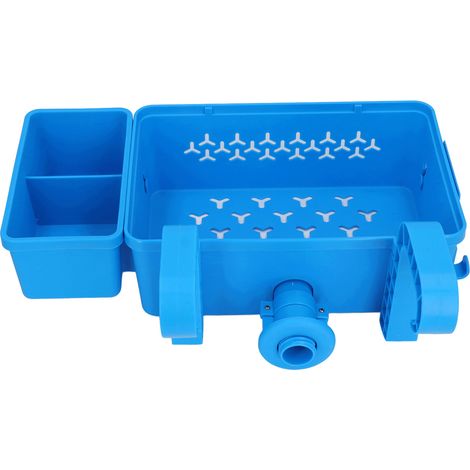 Panier de rangement de piscine épais suspendu avec porte-gobelet pour piscine de 5,8 cm ou moins, avec barre supérieure pour boissons et serviettes, bleu (1/5)