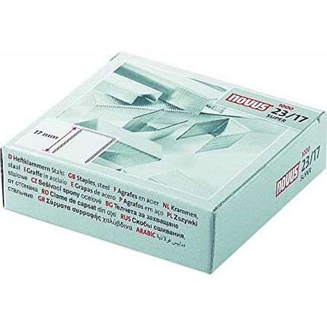 Novus 23/17 super scatola de 1000 punti zincati 23/17 per cucitrici spesse de (1/2)