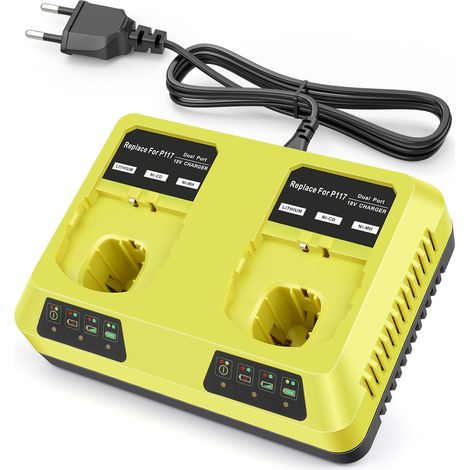 P117 Chargeur, ASUNCELL Double Port 18V Chargeur de Remplacement pour P107 P108 P102 P103 P104 P105 P107 P108 12V - 18V Batterie, Chargeur Rapide (1/5)