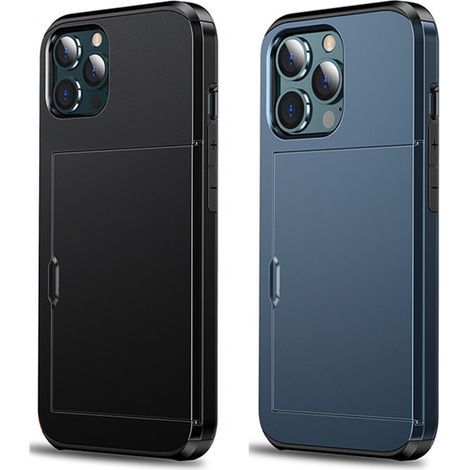 Étui pour iPhone 13 Pro, doté d'une poche coulissante cachée avec emplacement pour carte de crédit, d'un boîtier en polycarbonate résistant aux rayures pour une durabilité élégante et d'un écran en ve (1/2)