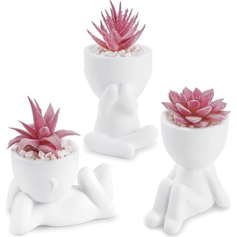 Lot de 3 Plantes succulentes artificielles Roses pour décoration de Chambre, Bureau, pour Femme (1/5)