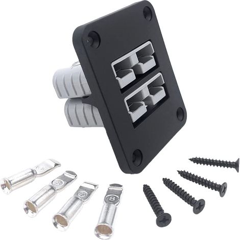 Offgridtec telaio da incasso doppio SB50 Anderson 90A, IP65 resistente all’acqua, plastica di alta qualità, montaggio con connettore Anderson 12V-24V DC per camper, barche, solare e sistemi, nero (1/4)