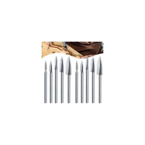 Set di 10 punte per intaglio e incisione su legno, punte per incisione, punte per trapano fai da te adatte per utensili rotanti (due punte per misura) - Crezuo