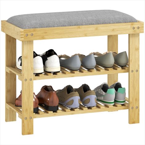 Console en bambou avec rangement pour chaussures 60 x 29 x 49 cm (1/5)
