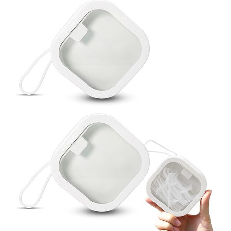 Set di 2 piccoli organizer portatili per elastici per capelli, impilabili, che possono essere utilizzati come contenitori per capelli o piccoli oggetti da tenere sulla scrivania.