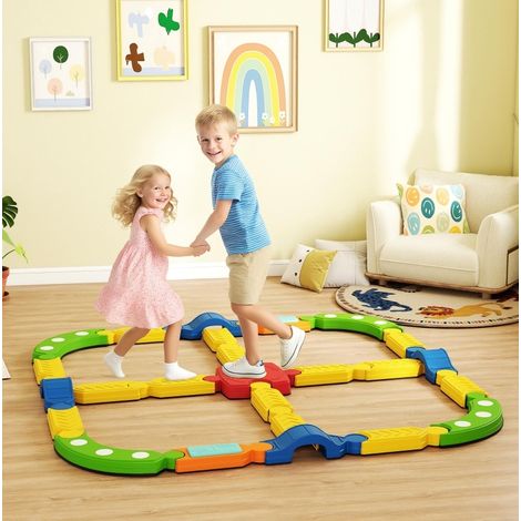 Parcours d’équilibre pour enfants, 25 pièces en plastique multicolore, 176 x 176 x 10,5 cm (1/5)