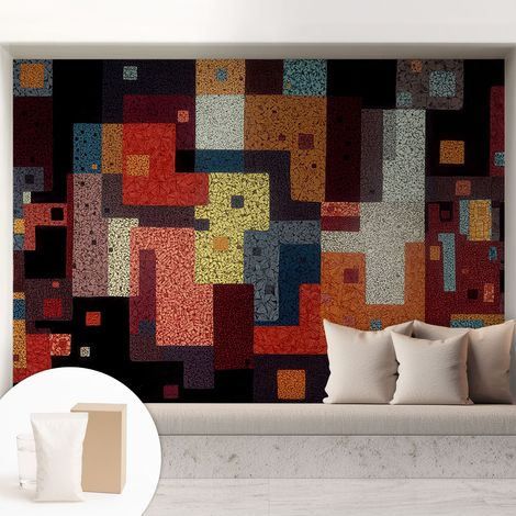 Tapete Vliestapete mit Kleber für Wohnzimmer Schlafzimmer Küche - Wanddekoration Bunte Formen 208x146 cm (1/5)