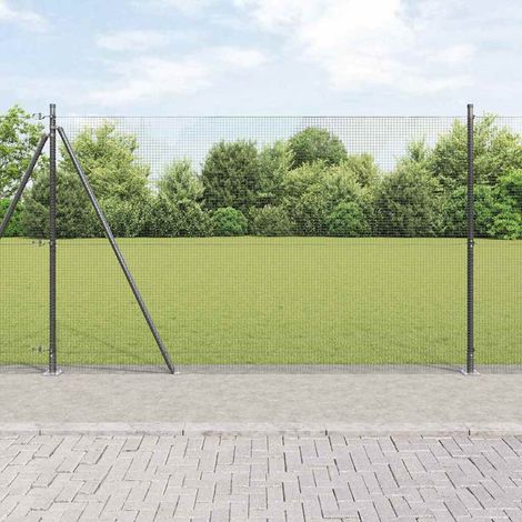 Zaunpfosten Grau 10 x 1,5 m (16 x 16 mm Gitter) Stahl und PVC