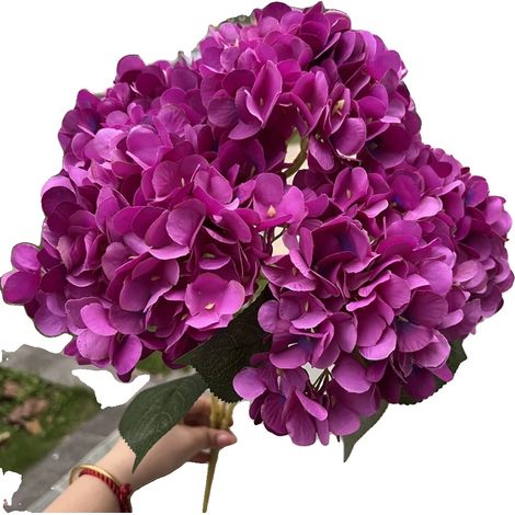 Fiori di ortensia artificiali, design realistico in seta, composizione floreale versatile, VIOLA (1/2)