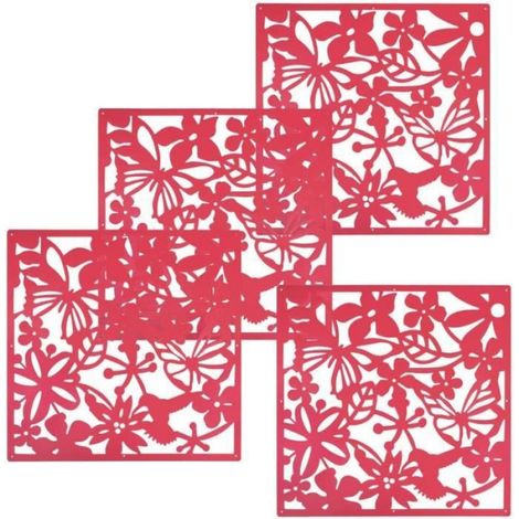 Set de 12 Cloison de Séparation à Salle Panneaux Suspendre Rideau, Séparateur de Pièces pour Mur, Paravent, 40x40cm,Rouge (1/4)