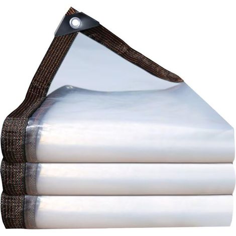 Bâche transparente – 2 x 3 m, imperméable, avec œillets, en PVC, transparente, pour extérieur, abri de voiture, bâche de protection contre la pluie, terrasse, balcon, jardin, serre (3,5x2m)