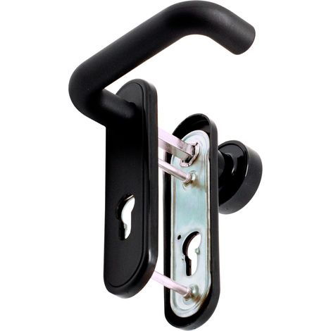 Poignée de porte avec poignée fixe et poignée de porte de 72 mm avec plaque en acier et nylon et finition noire 168 x 44 mm (1/5)