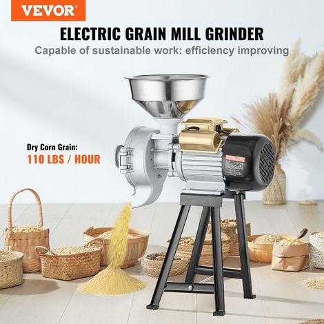 Moulin à Grains Électrique, Broyeur à Épices Commercial 3000 W, Moulin à Farine Sec et Humide, Réglable en Épaisseur, en Acier Inoxydable, pour Moudre Rapidement Céréales Épices Herbes Poivres (1/5)