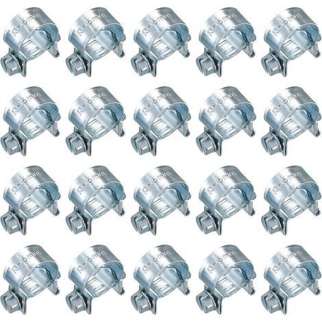 20 Pièces Colliers de Serrage Réglables, Colliers Serrage Métallique, Collier Durite pour Pince Collier Echappement Tuyau de Injection de Carburant - 13-15 mm