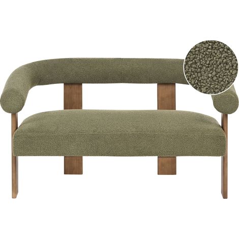 Sofa 2 Seater ILBRO Boucle Green/ Dark Brown (1/5)