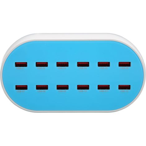 Station de charge USB 12 ports 120 W, hub USB portable résistant à la chaleur, chargeur 100-240 V, prise UE (1/4)