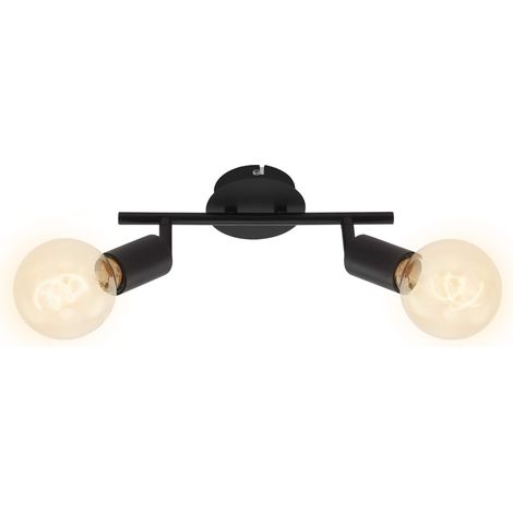 Spot, plafonnier à 2, rétro/Vintage, Lampes tournantes et pivotantes, 2X E27, Max. 60W, métal, Noir, 60 W (1/5)