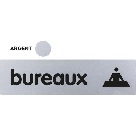 Novap – Plaque de porte bureaux classique argent 170x45mm – Fixation adhésive puissante – 4320199 (1/2)