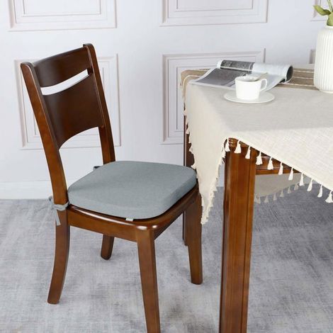 Coussin de chaise antidérapant pour chaise de cuisine avec attaches,mousse à mémoire de forme 45x42cm, coussin de siège-Gris clair (1/5)