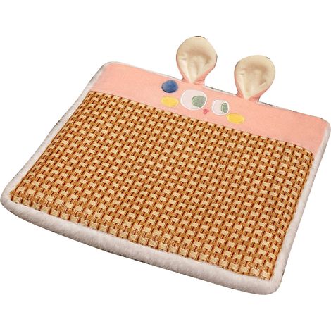 Coussins de chaise d'été doux et respirants à motifs de dessins animés, avec dessous antidérapants, adaptés aux bureaux et aux voitures. Lapin rose. (1/5)
