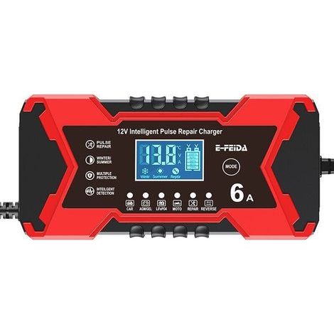 rougeChargeur de batterie de voiture 12 V 6 A, chargeur 12 V pour batteries au plomb-acide (1/5)