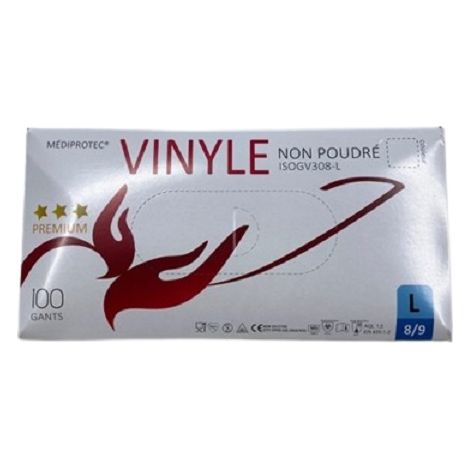 Gant vinyle non poudre mediprotec large taille 8/9