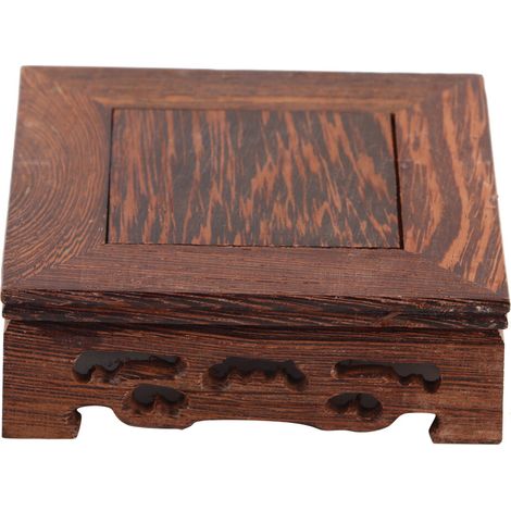 Base de exhibición para jarrones de estilo vintage con detalles tallados, soporte de madera que muestra una estética retro y nostálgica, base cuadrada de madera maciza, que se puede utilizar para colo