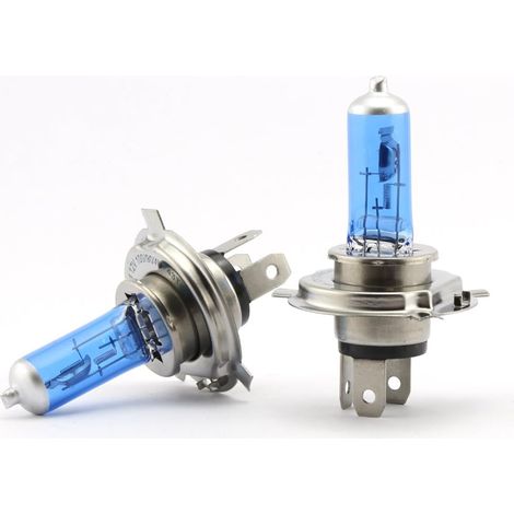 2 x 100-W-H4-Halogenlampen für Autoscheinwerfer, 12 V Gleichstrom, Blinker, Nebelscheinwerfer, Xenon, 6000 K weißes Licht. – AquaForge
