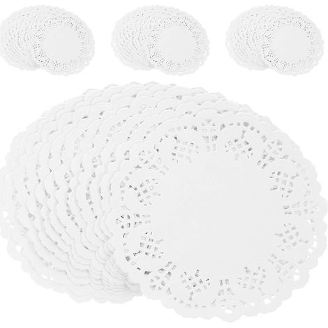 700 napperons en papier : napperons jetables en dentelle pour la table, ronds, pour gâteaux, desserts et loisirs créatifs, 11,5 cm (4,5 pouces). (1/5)