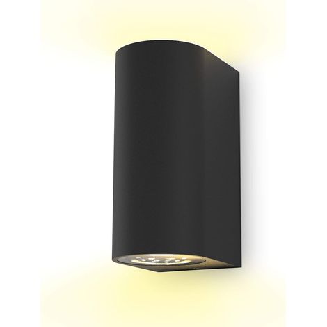 applique murale LED extérieur intérieur moderne noire, spot mural GU10, 2 spots de 400lm chacun, éclairage jardin terrasse garage, IP44, 2x5W (1/5)