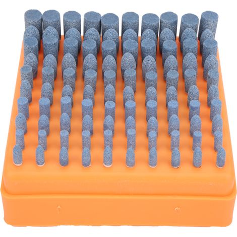 Ortviai Tête de meulage en corindon chromé bleue, tige 3 mm, 100 pièces, pour polissage jade, bois et métal (1/5)