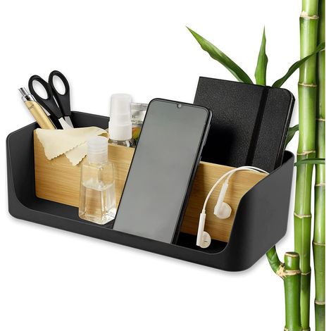 Organiseur de bureau écologique, organiseur de table, organiseur de bureau et de cosmétiques, support pour téléphone portable et tablette, porte-stylo, plateau à courrier, porte-serviettes, rangement (1/5)