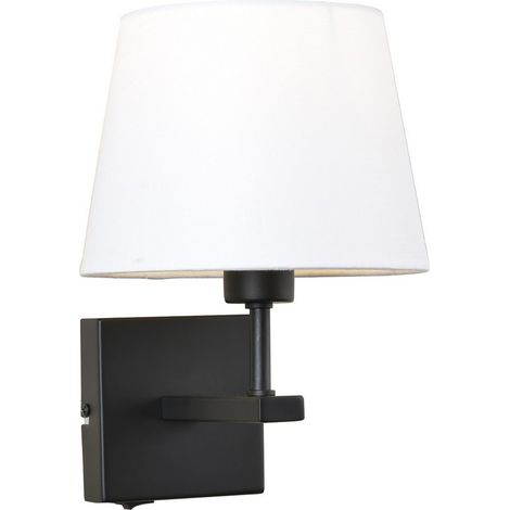 Applique murale Italux Norte noir mat abat-jour blanc
