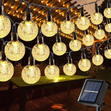 Guirlandes lumineuses solaires de jardin, 56 pi/17 m avec 100 LED, étanches, guirlandes lumineuses à boules de cristal à énergie solaire pour intérieur/extérieur, lumières féeriques décoratives pour