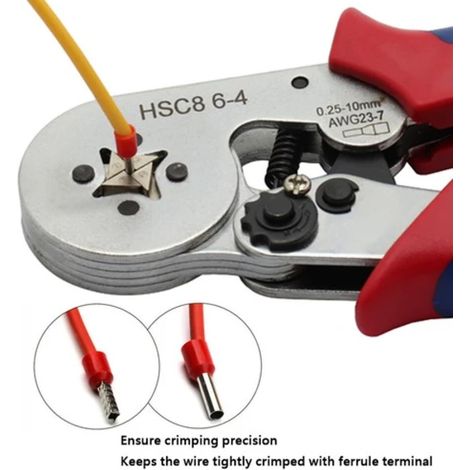 Pince à sertir pour cosses de câble 0,25-10 mm², pince à sertir pour embouts de câble, pince à sertir pour extrémités de fils