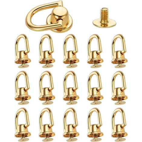 Rivets avec en Métal D Anneau Rivets en Cuir Rivets Laiton Tête Ronde Rivet Doré avec Anneau pour Ceintures, Sac, Sac à Main 15 Pièces (1/5)