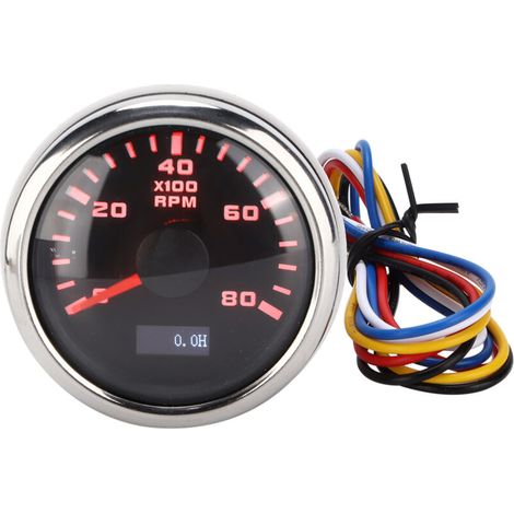 52mm Marine Pointer Tachymètre Jauge Rétroéclairage Rouge Universel pour Moto Voiture Camion Bateau Moteur Essence 932V. (1/5)