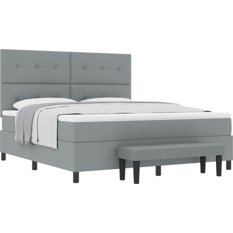 Maison Exclusive - Lit à ressorts avec tête de lit Gris clair 180 x 200 cm tissu (1/5)